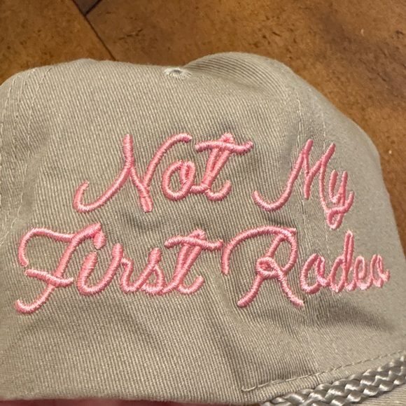 Tan and Pink Embroidered Cap - Picture 2 of 3